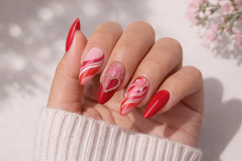 Pink and Red Nails