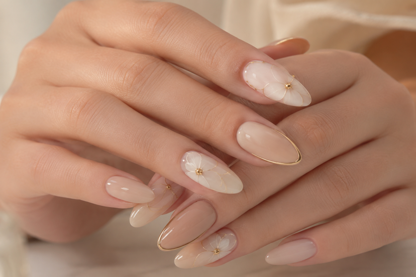 neutral nail art